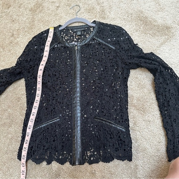 INC Classy Crochet Lace Sheer Open Work Zip Jacket Small Whimsygoth Office - Picture 6 of 8